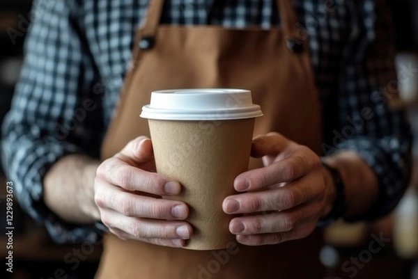 Fototapeta An individual is holding a steaming cup of delicious coffee in their hands