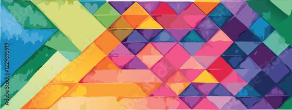 Obraz Mosaic watercolor background, colorful geometric design wallpaper, vector illustration.