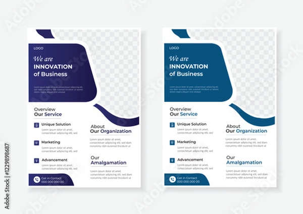 Obraz a bundle of 4 templates of different colors a4 flyer template, modern business flyer template, abstract business flyer and creative design, IT company flyer and editable vector template desig