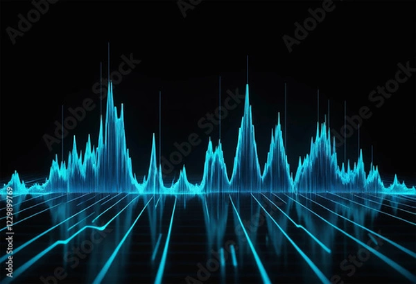 Fototapeta Digital Blue Graph Analytics and Stock Market Trend Data Visualization