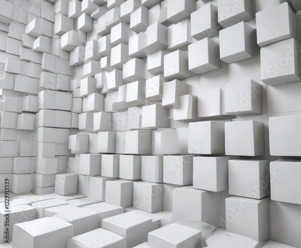 Fototapeta Modern and stylish concept featuring white moving squares, modern design, digital patterns