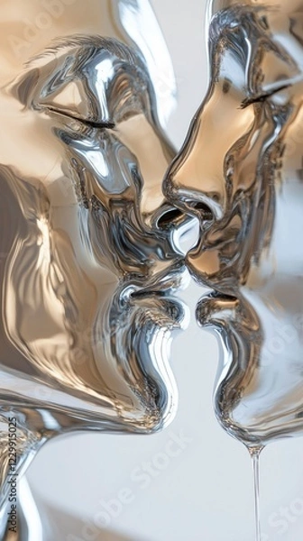 Fototapeta Abstract Metal Sculpture of a Kissing Couple