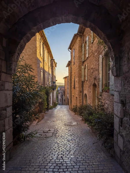 Fototapeta Beautiful old town of Vézénobres in southern France, featuring charming medieval architecture, narrow stone streets, and a historic atmosphere. A picturesque travel destination full of history.