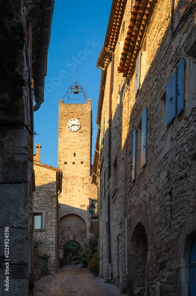 Obraz Beautiful old town of Vézénobres in southern France, featuring charming medieval architecture, narrow stone streets, and a historic atmosphere. A picturesque travel destination full of history.