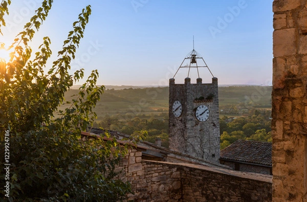 Obraz Beautiful old town of Vézénobres in southern France, featuring charming medieval architecture, narrow stone streets, and a historic atmosphere. A picturesque travel destination full of history.