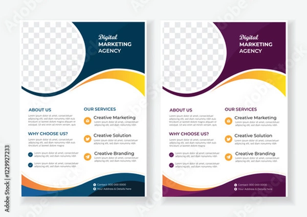 Obraz a bundle of 4 templates of different colors a4 flyer template, modern business flyer template, abstract business flyer and creative design, IT company flyer and editable vector template desig