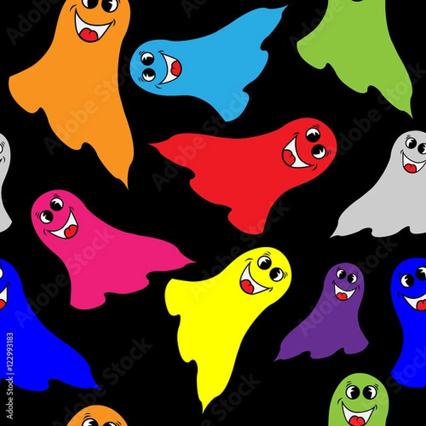 Fototapeta Seamless Halloween pattern with ghosts