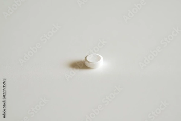 Obraz Small round white object placed on a neutral background highlights minimalist design and simplicity in modern objects