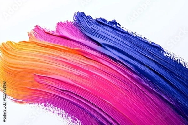 Obraz Vibrant abstract brushstroke painting with bold colors on white background