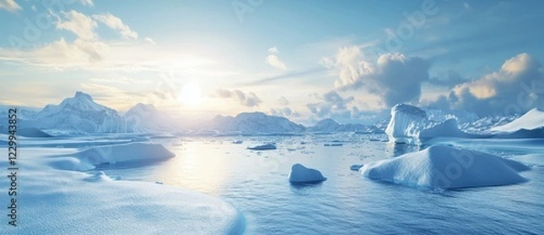 Obraz Arctic landscape with icebergs