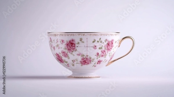 Fototapeta Elegant Teacup with Delicate Rose Pattern