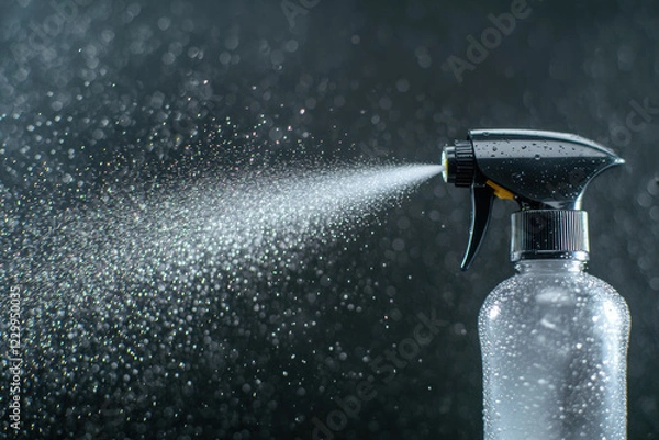 Obraz close up of spray bottle releasing fine mist, creating refreshing effect