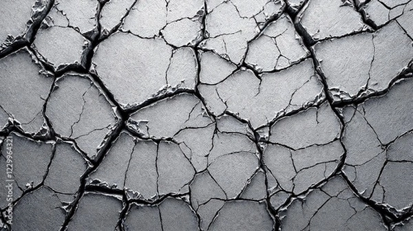 Obraz Monochromatic cracked stone wall texture with a balance of light and dark blue-gray tones, offering a versatile and professional background for graphic designers.