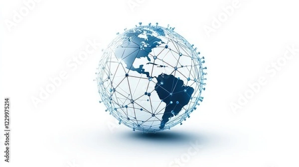 Fototapeta Global Connections with Network Lines and Data Visualization Effect