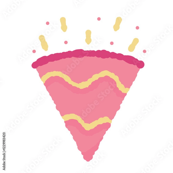 Fototapeta Celebration Confetti Cone: A vibrant pink and yellow confetti cone with a burst of celebratory confetti, perfect for adding a touch of fun and festivity to any design. 