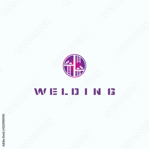 Fototapeta 
illustration consisting of an image of a welder in the form of a symbol or logo