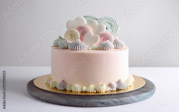 Fototapeta パステルカラーの可愛いデコレーションケーキ