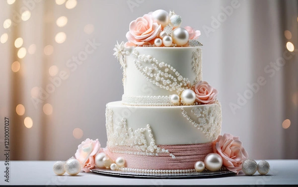 Fototapeta おしゃれな海外風ウェディングケーキ