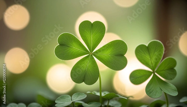 Fototapeta Soft and glowing shamrock background with a natural feel, festive St. Patrick’s Day