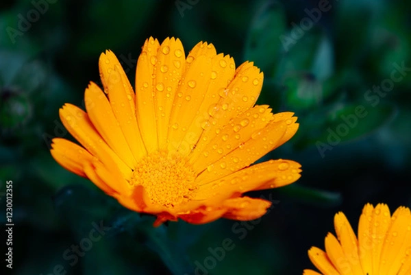 Obraz yellow flower with dew drops
