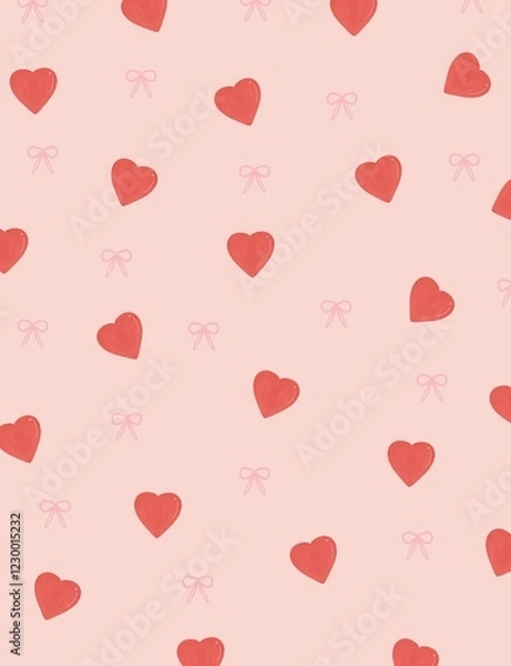 Obraz seamless pattern background with hearts and ribbon