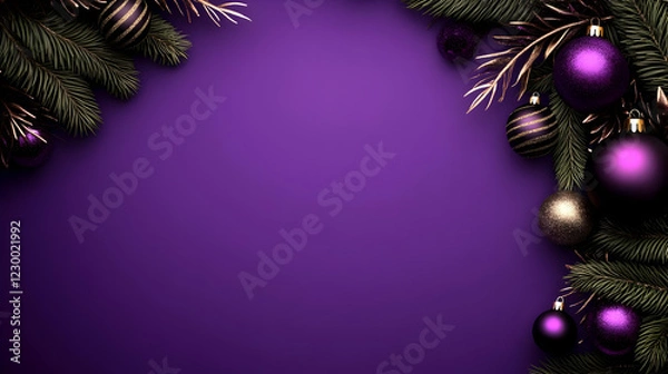 Obraz Purple Christmas ornaments frame