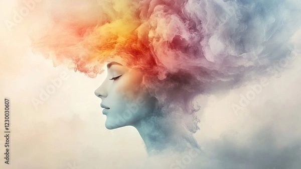 Obraz Emotional Journey to Serenity, abstract visuals representing the transition from anxiety to tranquility for a mental health application