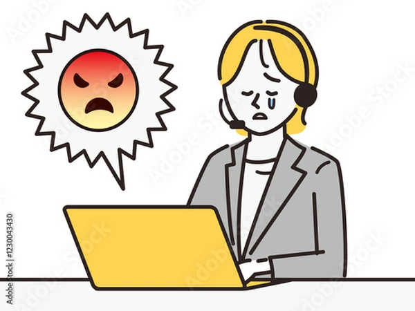 Obraz コールセンターで働く女性	
