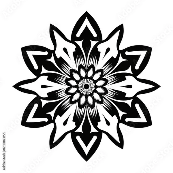 Obraz Black and White Mandala Illustration with Elegant Symmetrical Patterns