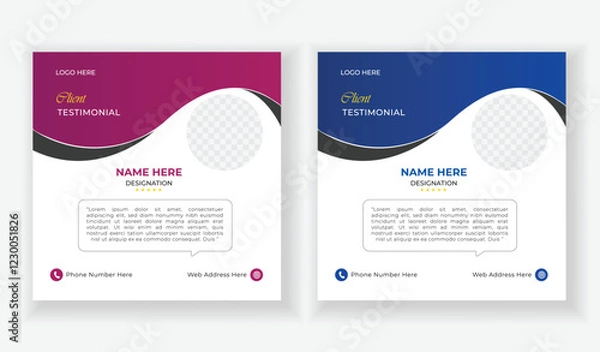 Fototapeta Customer feedback testimonial social media post template layout client testimonial design.