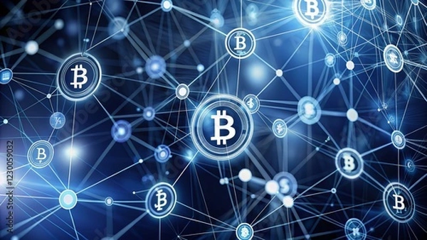 Obraz Cryptocurrency Web Icons: Blockchain, Bitcoin, NFT, Digital Assets, Finance