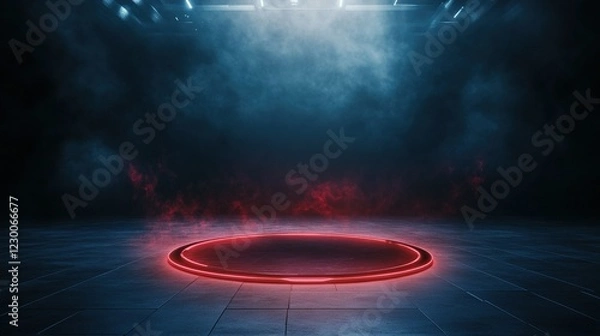 Fototapeta Futuristic podcast studio, immersive holographic interface, engaging 3D design, innovative sound experience, modern technology integration