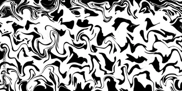 Fototapeta Abstract style chaotic wavy classical black and white seamless pattern background. Hand drawn horisontal vector illustration for holidays, cards, business, banners, wallpaper, textile, wrapping	