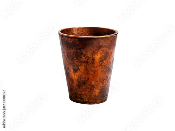 Obraz rustic copper cup with textured surface, Isolated on white background
