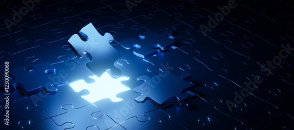 Obraz Glowing puzzle piece illuminates the solution.
