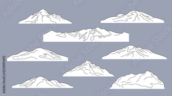 Obraz Black and White  Mountains and Hills  Set