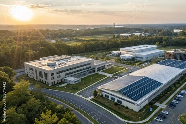 Fototapeta Drone View: Tech Startup Fighting Infection - Innovative Medical Technology Solution