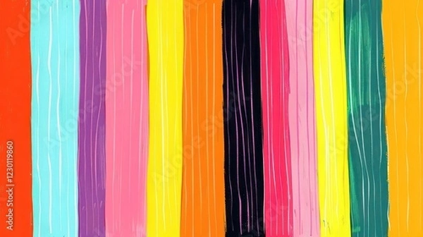Fototapeta Vibrant vertical stripes in various colors create an abstract background for creative use
