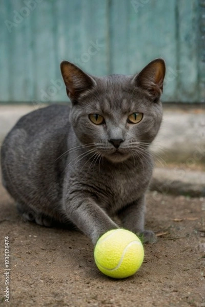 Obraz cat playing with ball