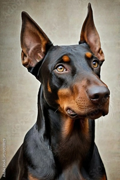 Obraz doberman black dog