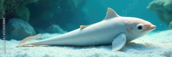 Fototapeta Flipper with an unusual or exotic shape isolated on a white surface, nature, marine life, flipper