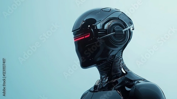 Obraz Futuristic robot design studio setting 3d rendering minimalistic environment side view technology concept