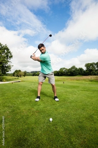 Obraz Focused man playing golf