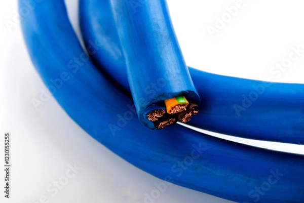 Obraz Various copper electrical wires isolated on white background. electrical wire on wire coils background