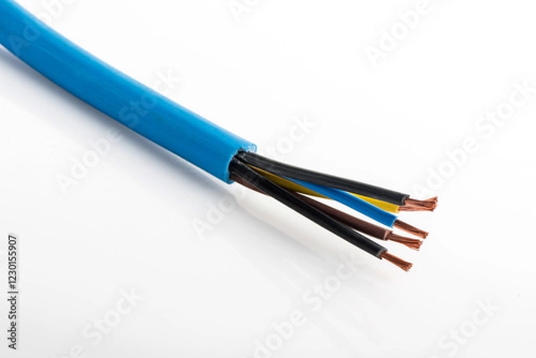 Obraz Various copper electrical wires isolated on white background. electrical wire on wire coils background