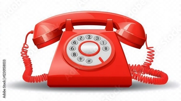 Obraz Red rotary phone. On white for retro or vintage use