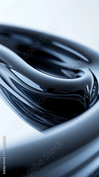 Fototapeta Metallic black liquid with glossy texture and futuristic reflections