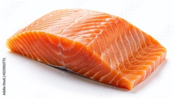 Fototapeta Fresh Raw Salmon Steak Slice Isolated on White Background - High-Resolution Stock Photo