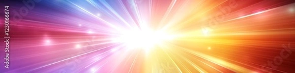 Fototapeta A bright vector design featuring radiating light rays and soft colorful glows captured in vivid lighting