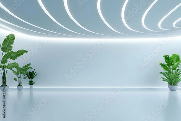 Fototapeta Modern minimalist office interior, plants
